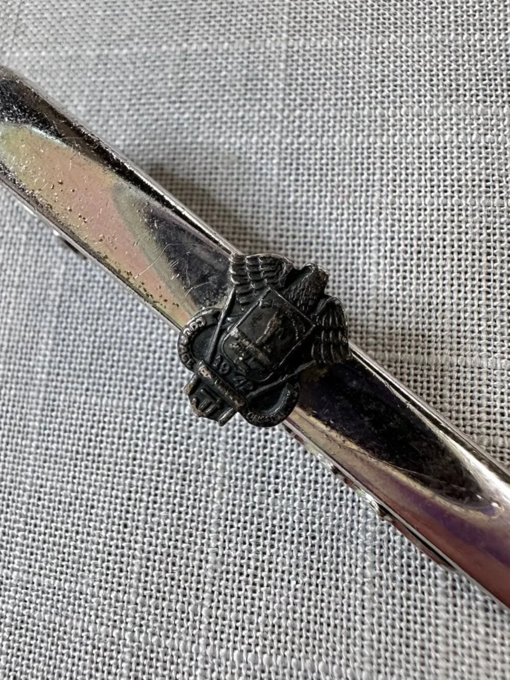 Vintage 1942 Anson City of Richmond Shield Tie Clip and Cufflinks
